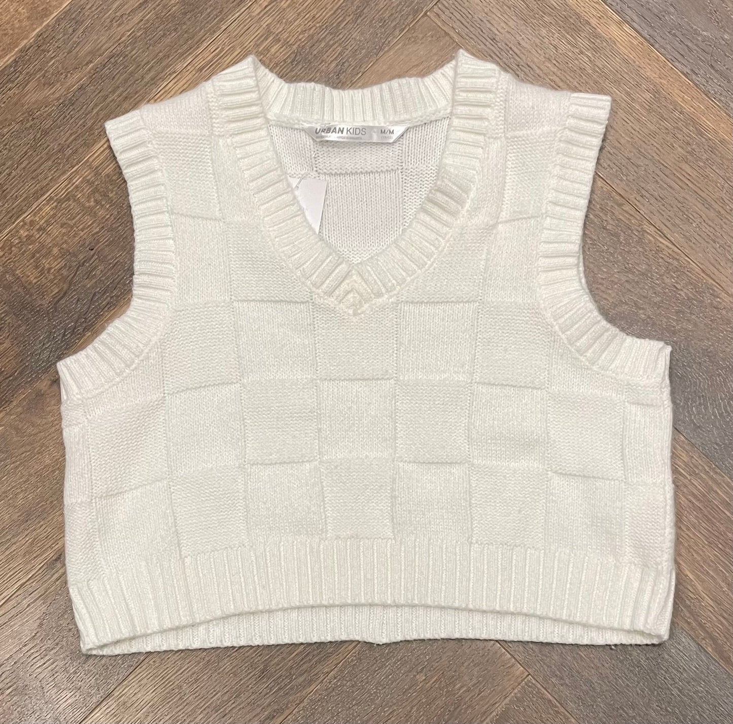 White  Urban Knit Vest, 12Y
