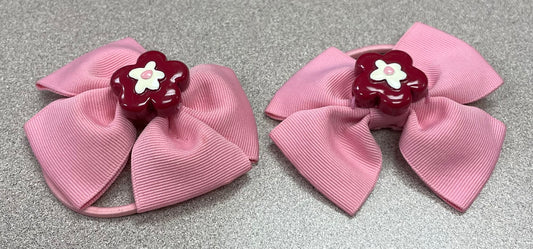 Pink  Flower Hair Elastics, None