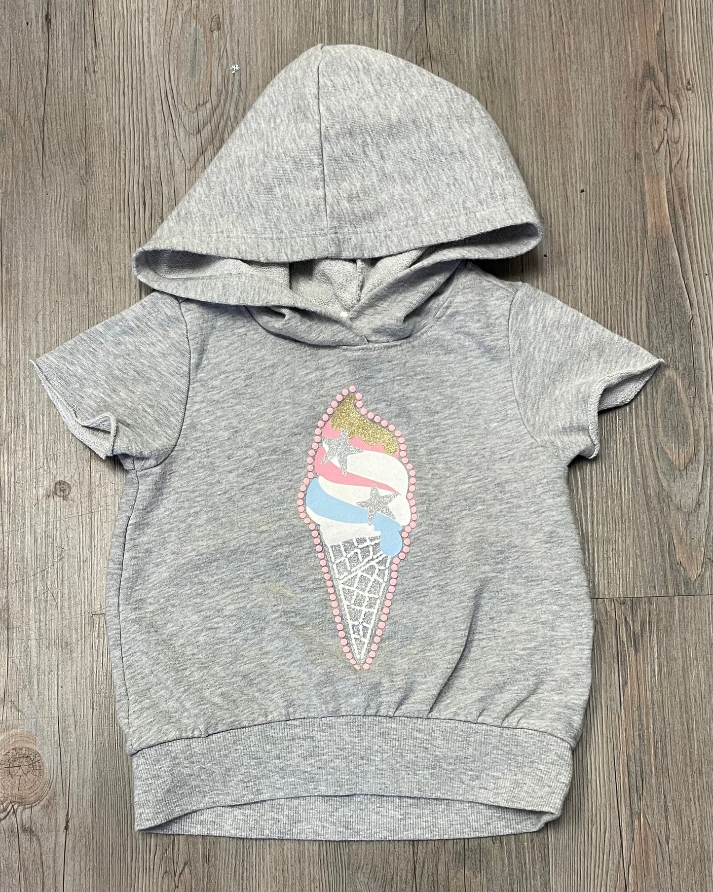Grey  Gap Hooded Tee, 4Y