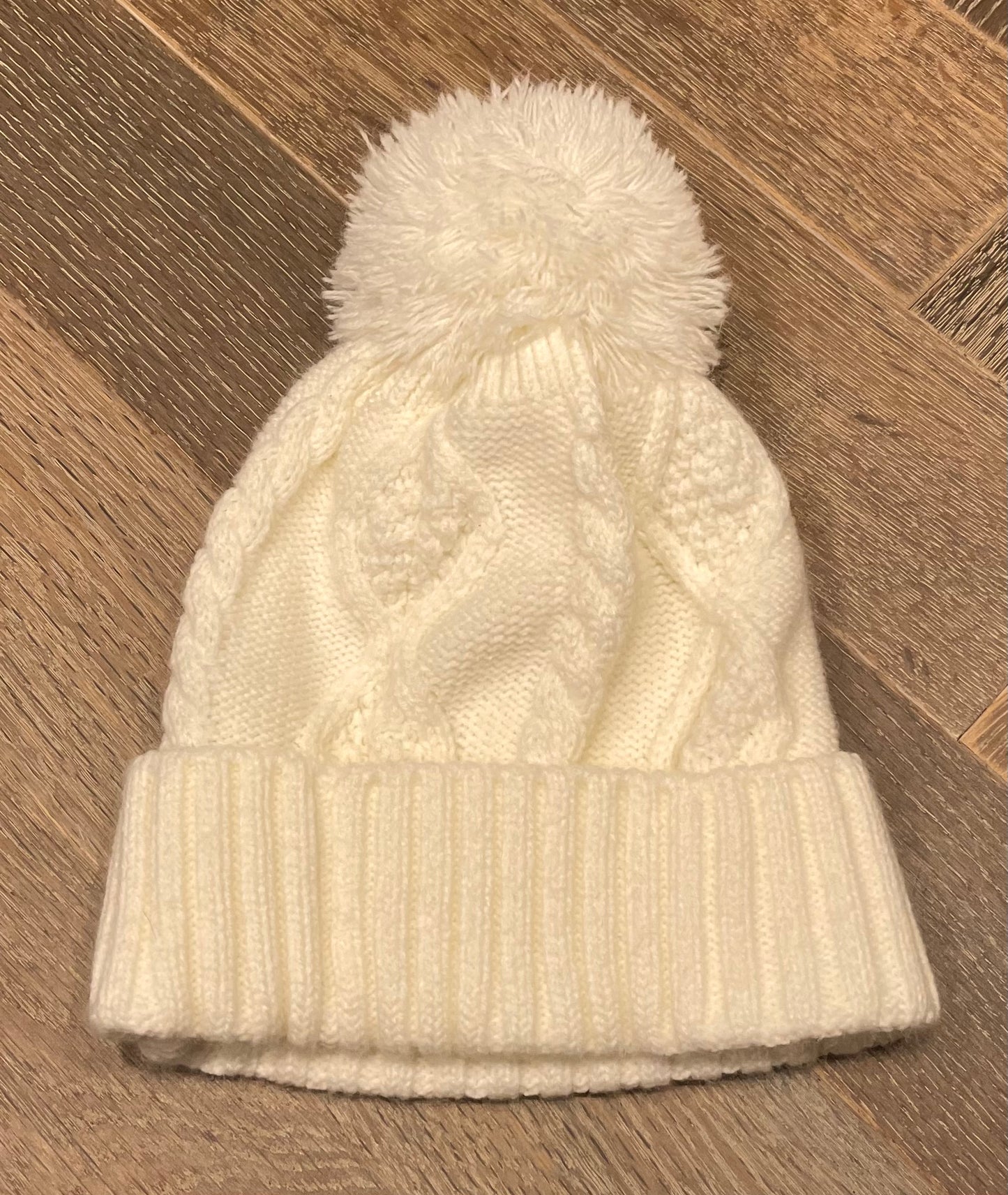 White  Gap Knit Hat, 10-12Y