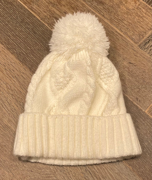 White  Gap Knit Hat, 10-12Y