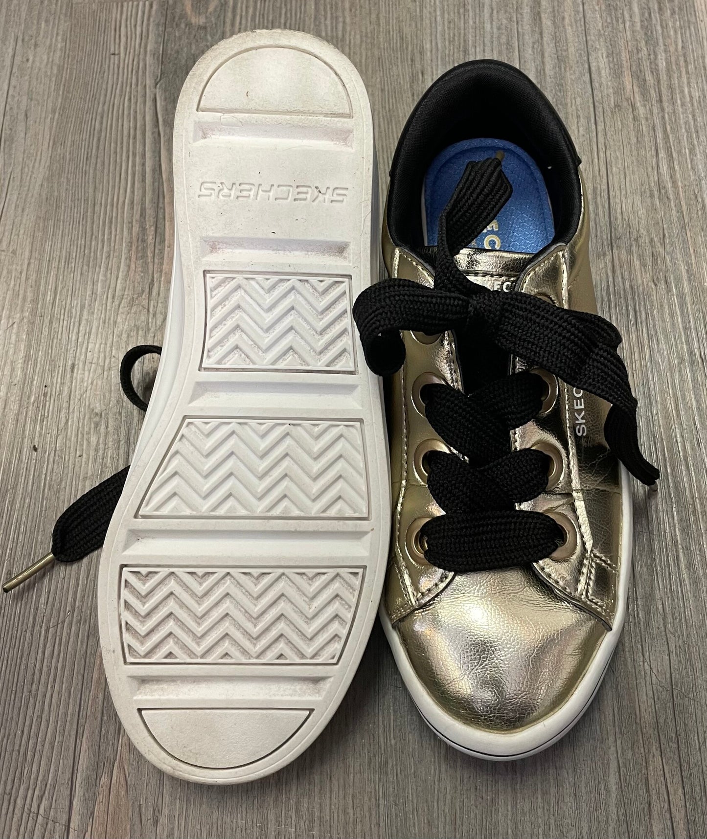 Gold  Skechers Lace Up Shoes, 3Y