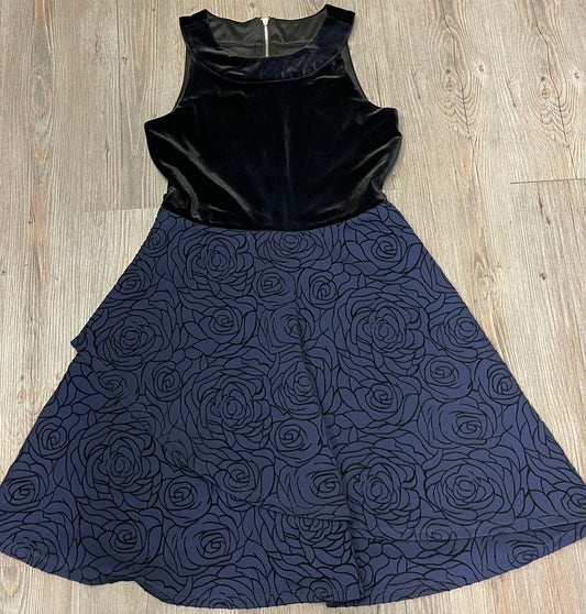 Navy  Blush Velvet Dress, 14Y