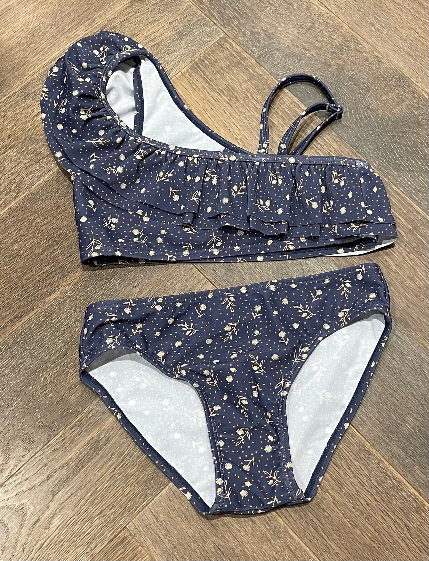 Floral  Color Kids Bathing Suit, 6Y