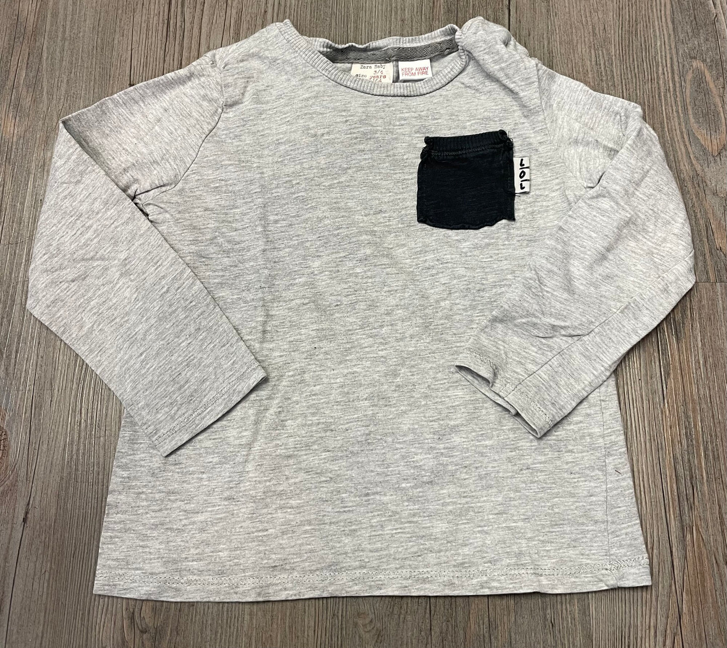 Grey  Zara LS Tee, 3-4Y