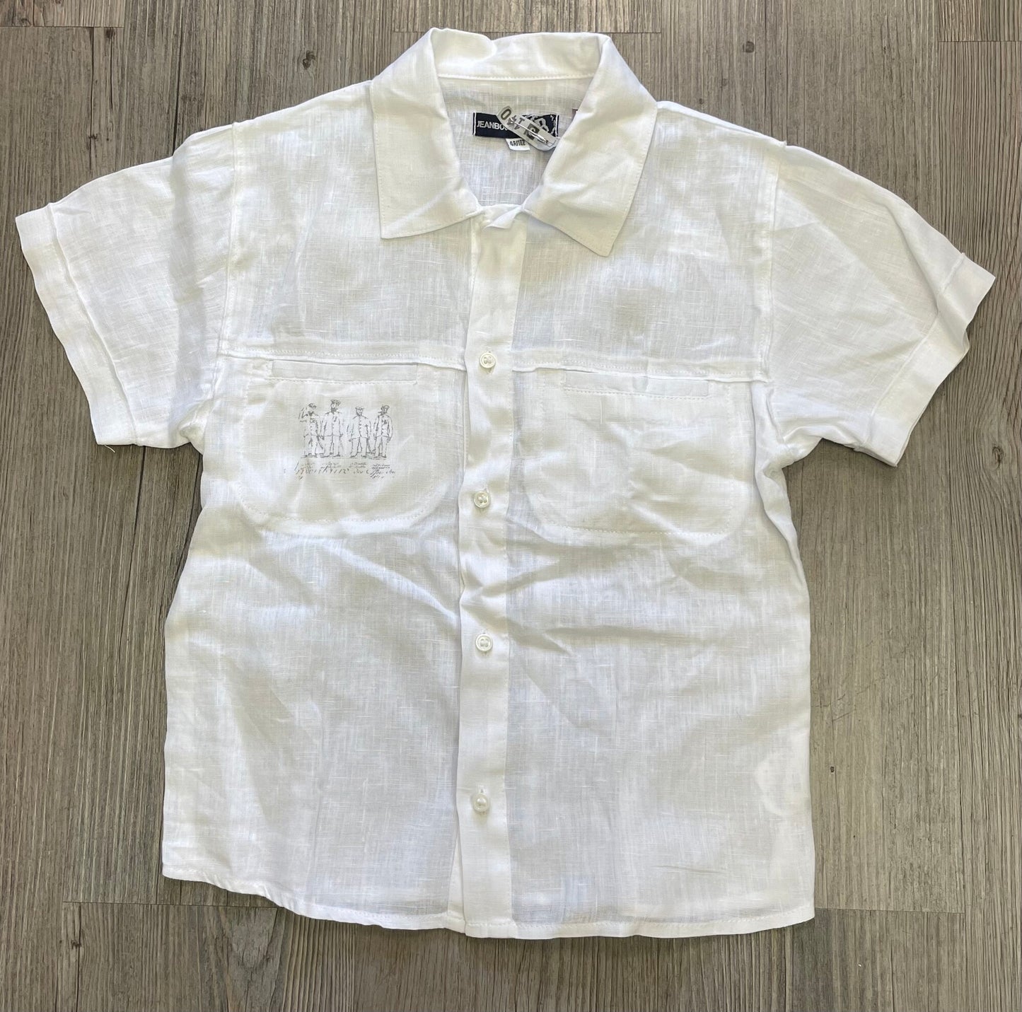 White  Jeanbourget Linen Shirt, 4Y