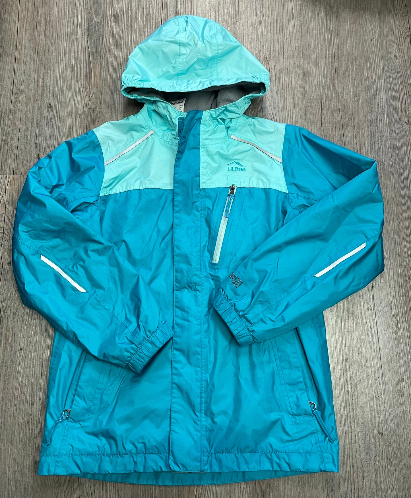 Teal  LLbean Lined Rain Jacket, 10-12Y