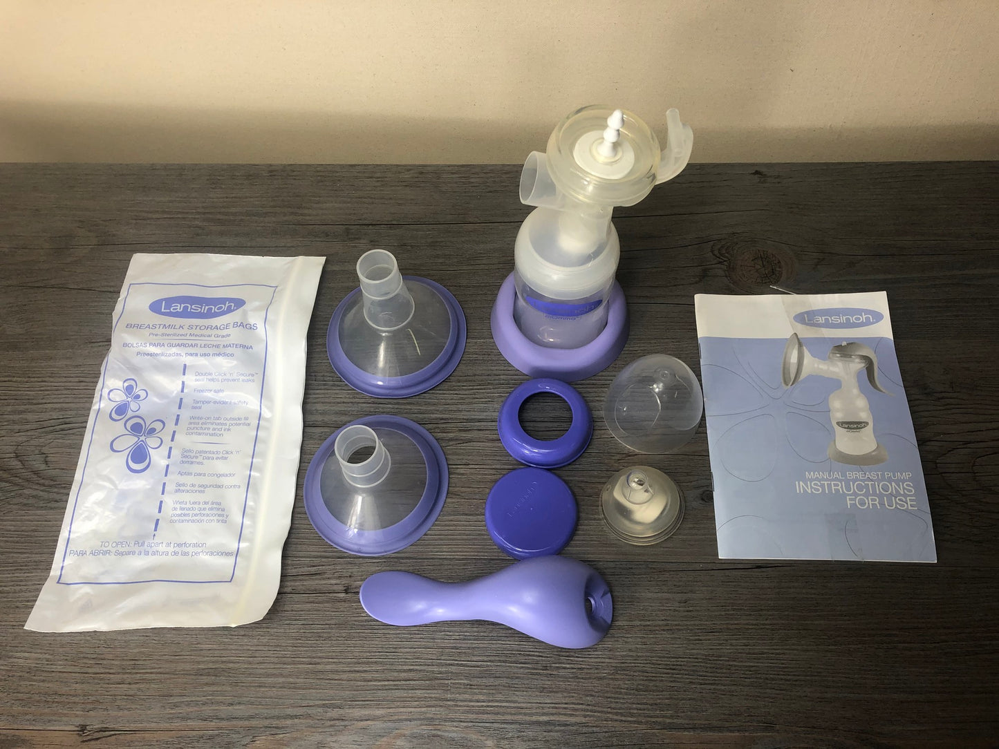 Purple  Lansinoh Manual Breastpum, Single