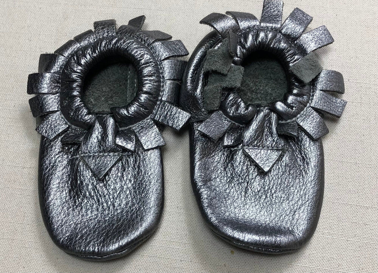 Grey  Leather Slip On Shoes, 6T