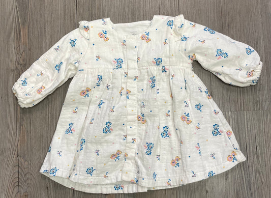 Floral  Petit Bateau Lined Dress, 12M