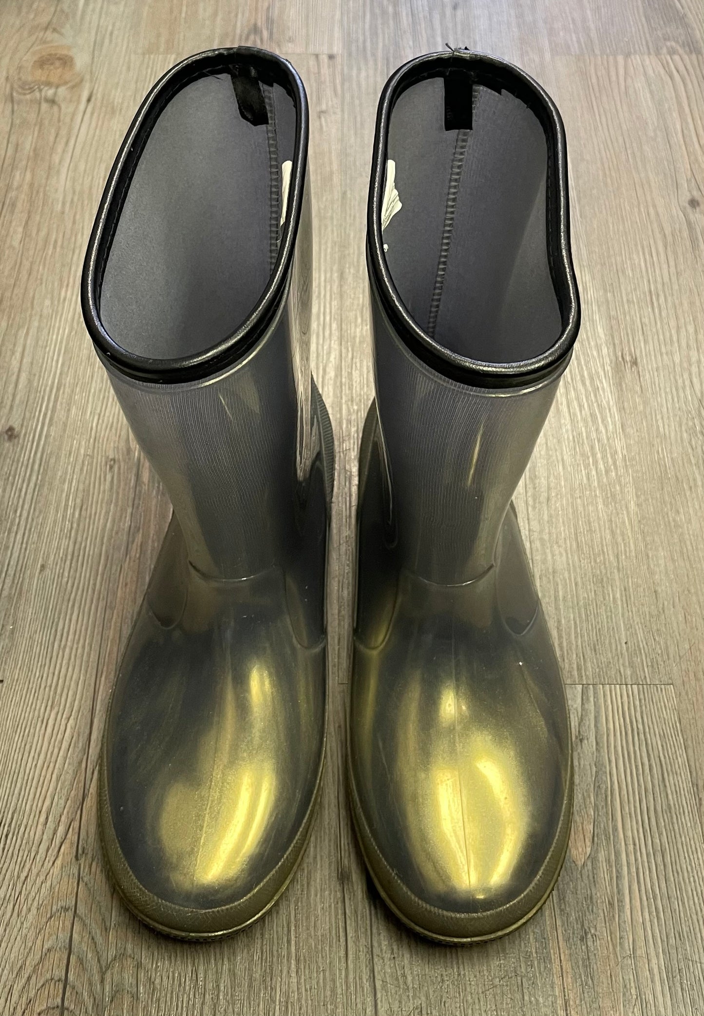 Gold  Iridescent Rain Boots, 4Y