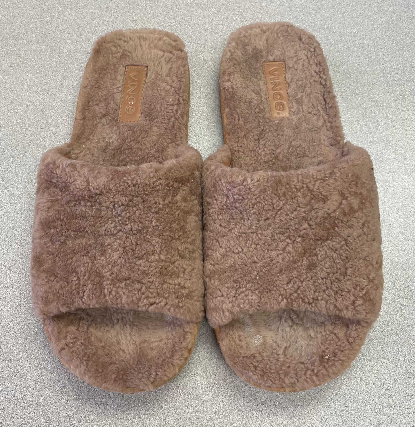 Brown  Vince Faux Fur Slides, 7Y