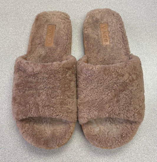 Brown  Vince Faux Fur Slides, 7Y