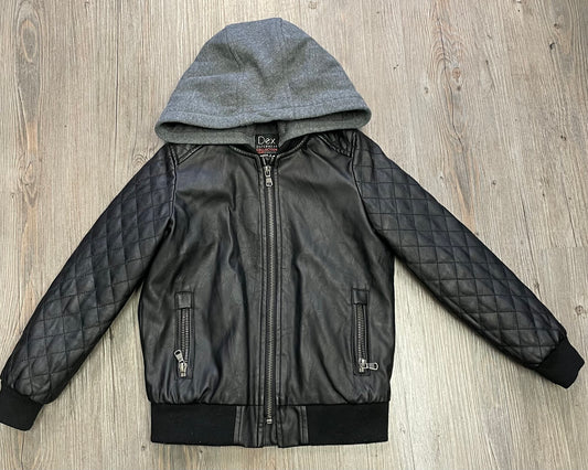 Black  Dex Pleather Hooded Jacke, 5Y