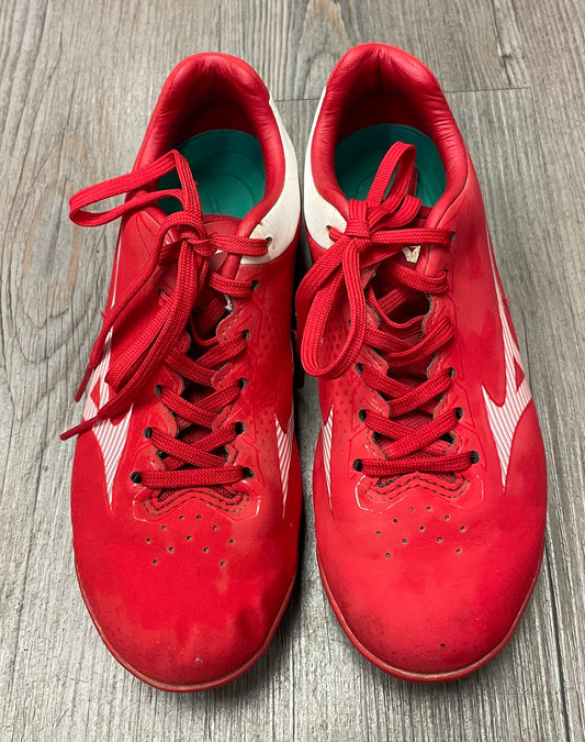 Red  Mizuno Baseball Cleats, 2Y