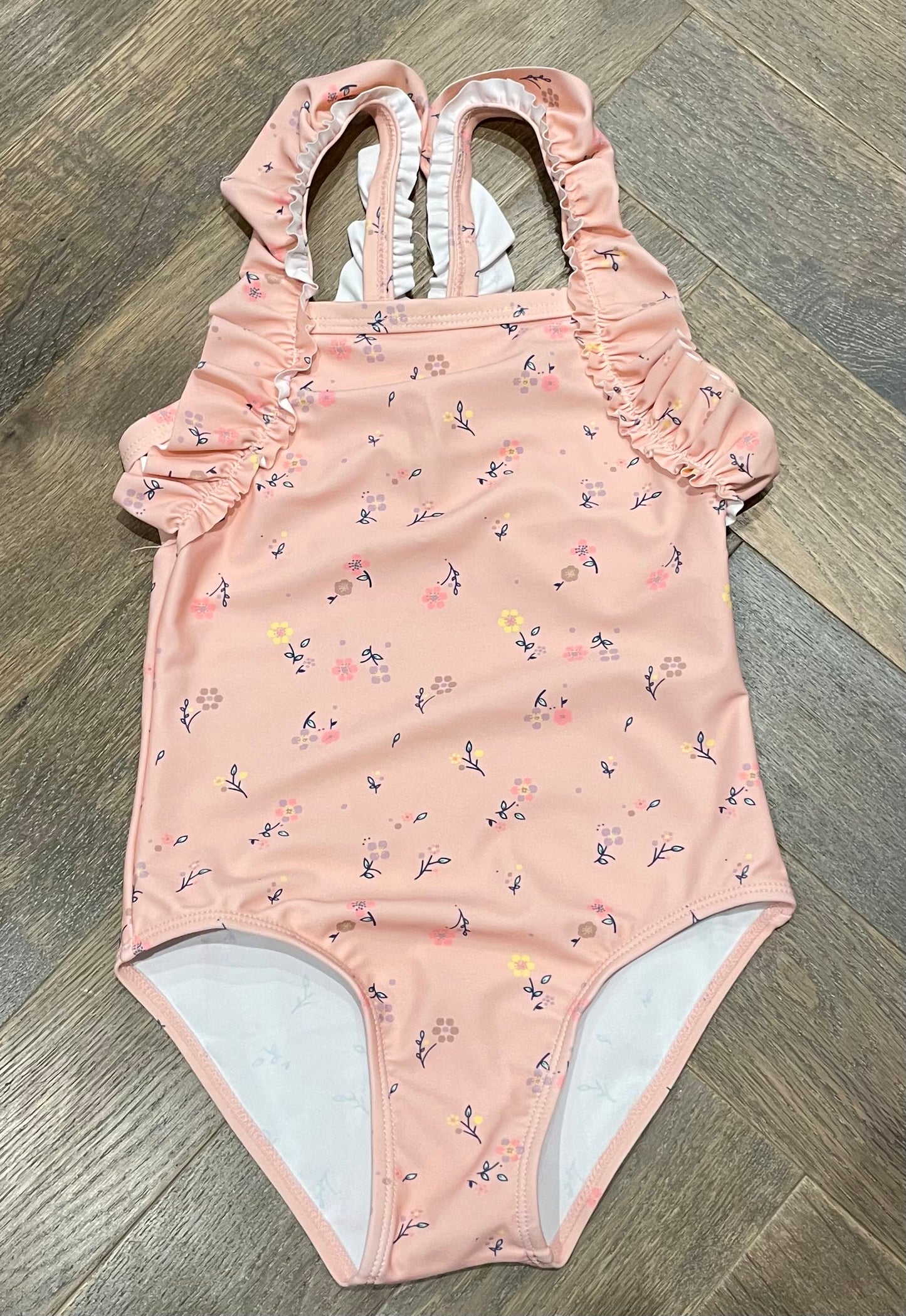 Floral  Color Kids Bathing Suit, 6Y