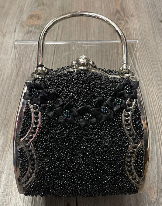 Black  Metal Evening Purse, Sequins