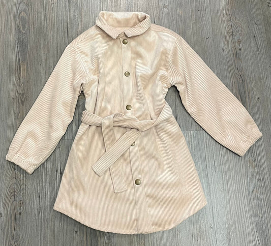 Beige  Vignette Cord Dress, 4Y