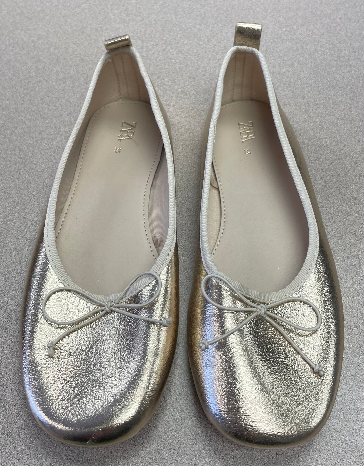 Gold  Zara Flat Dress Shoes, 4Y