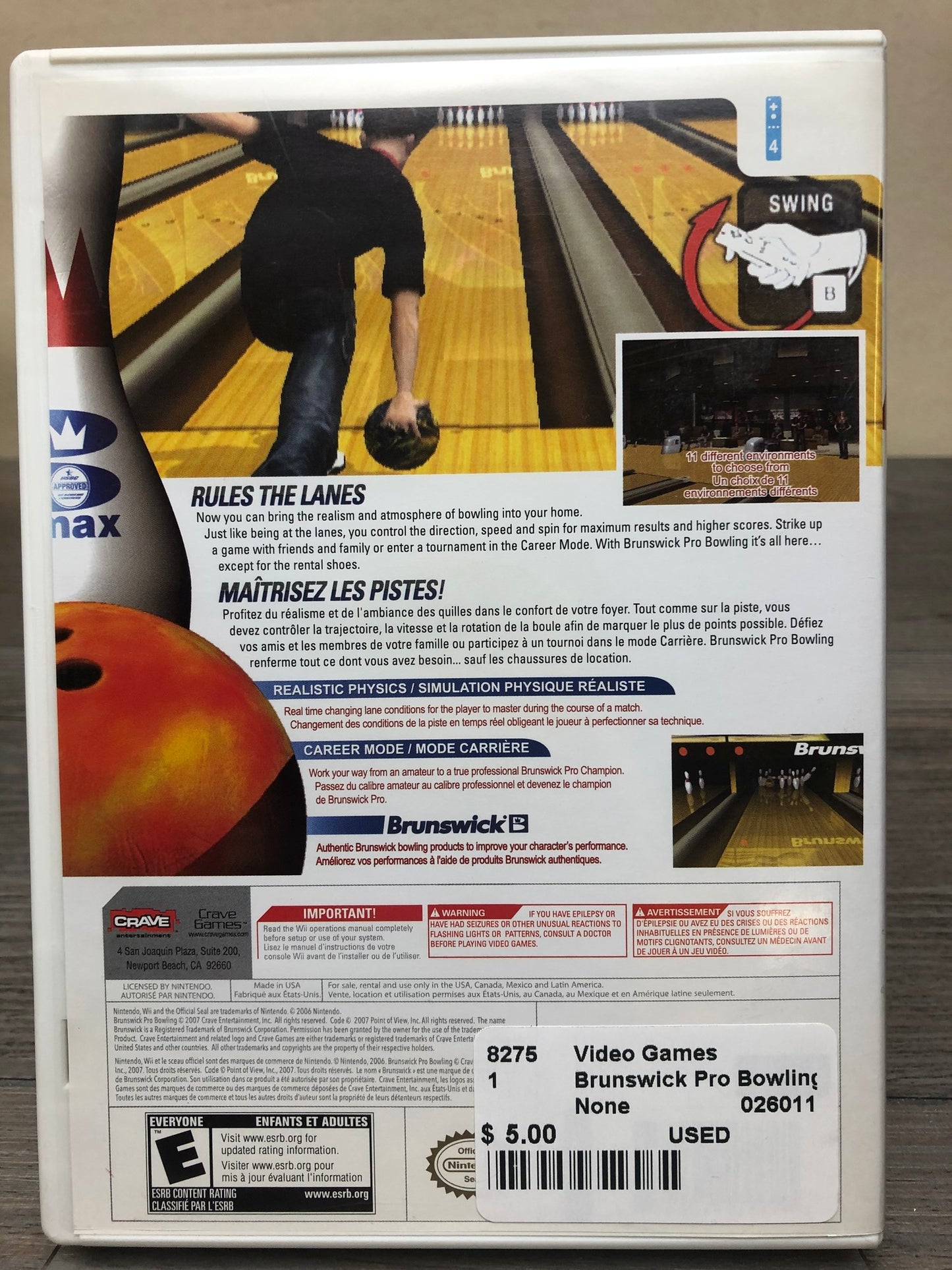 None  Brunswick Pro Bowling WII, USED