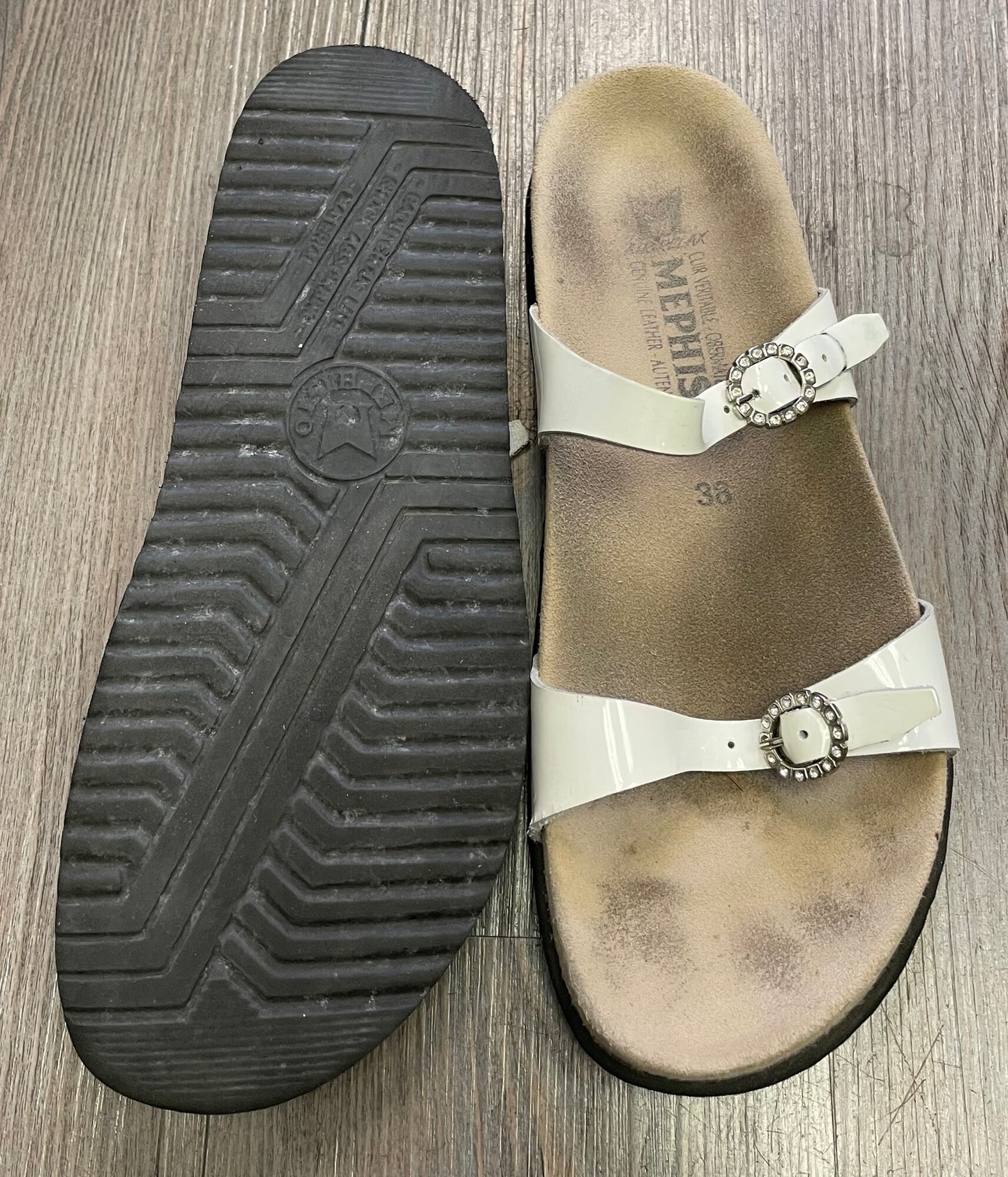 White  Mephisto Sandals, 7.5Y