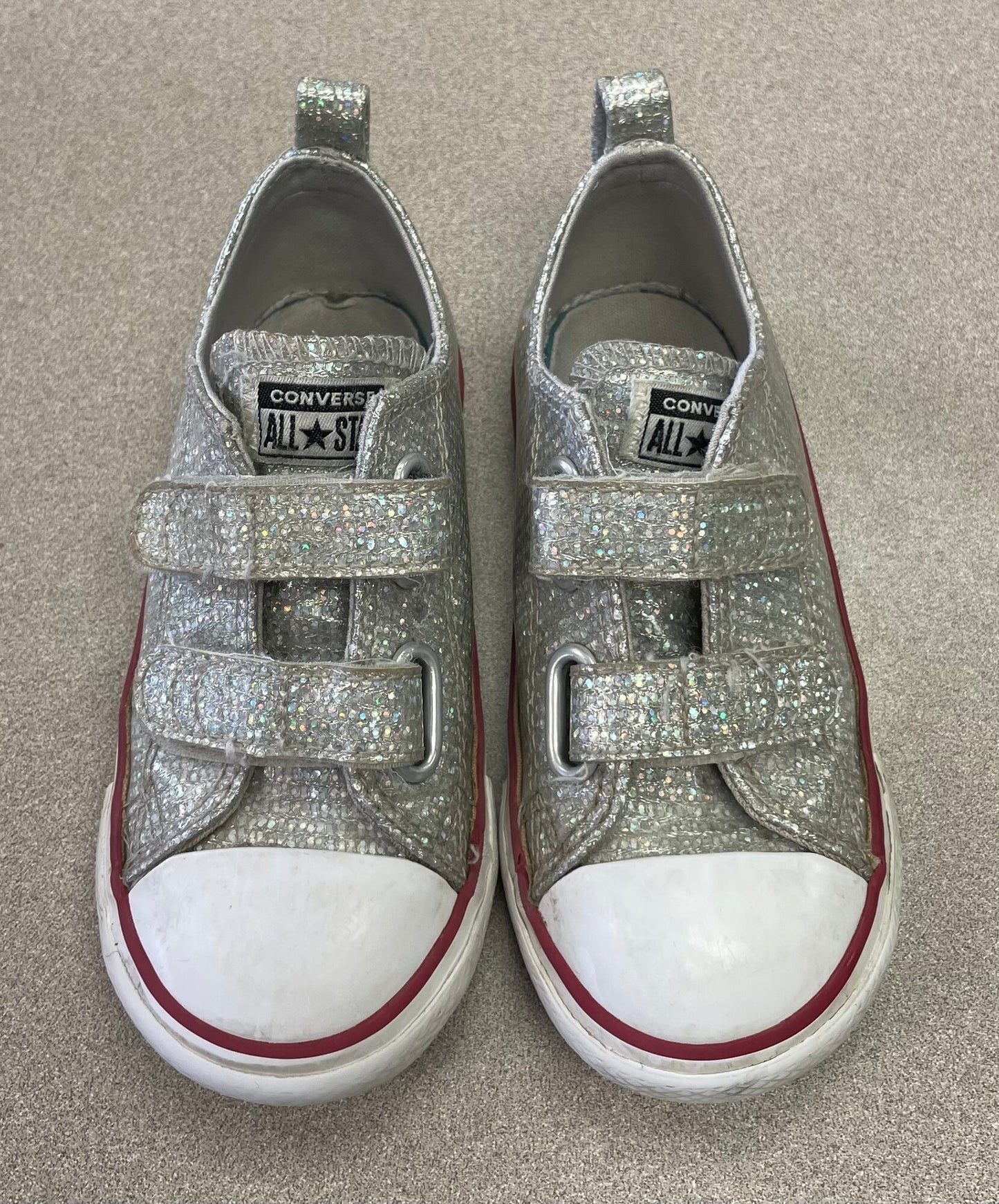 Silver  Converse Glitter Sneaker, 9T