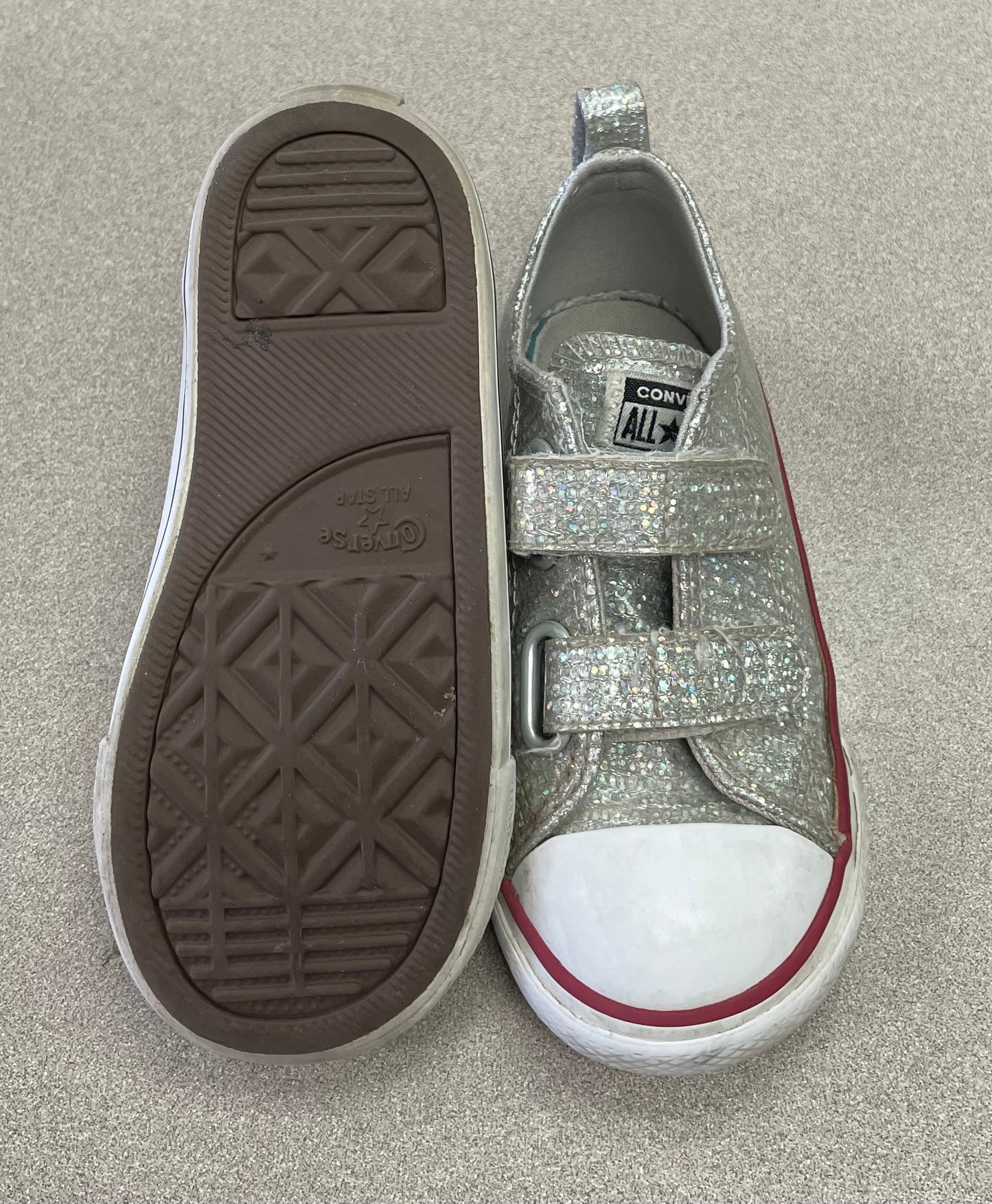 Silver  Converse Glitter Sneaker, 9T
