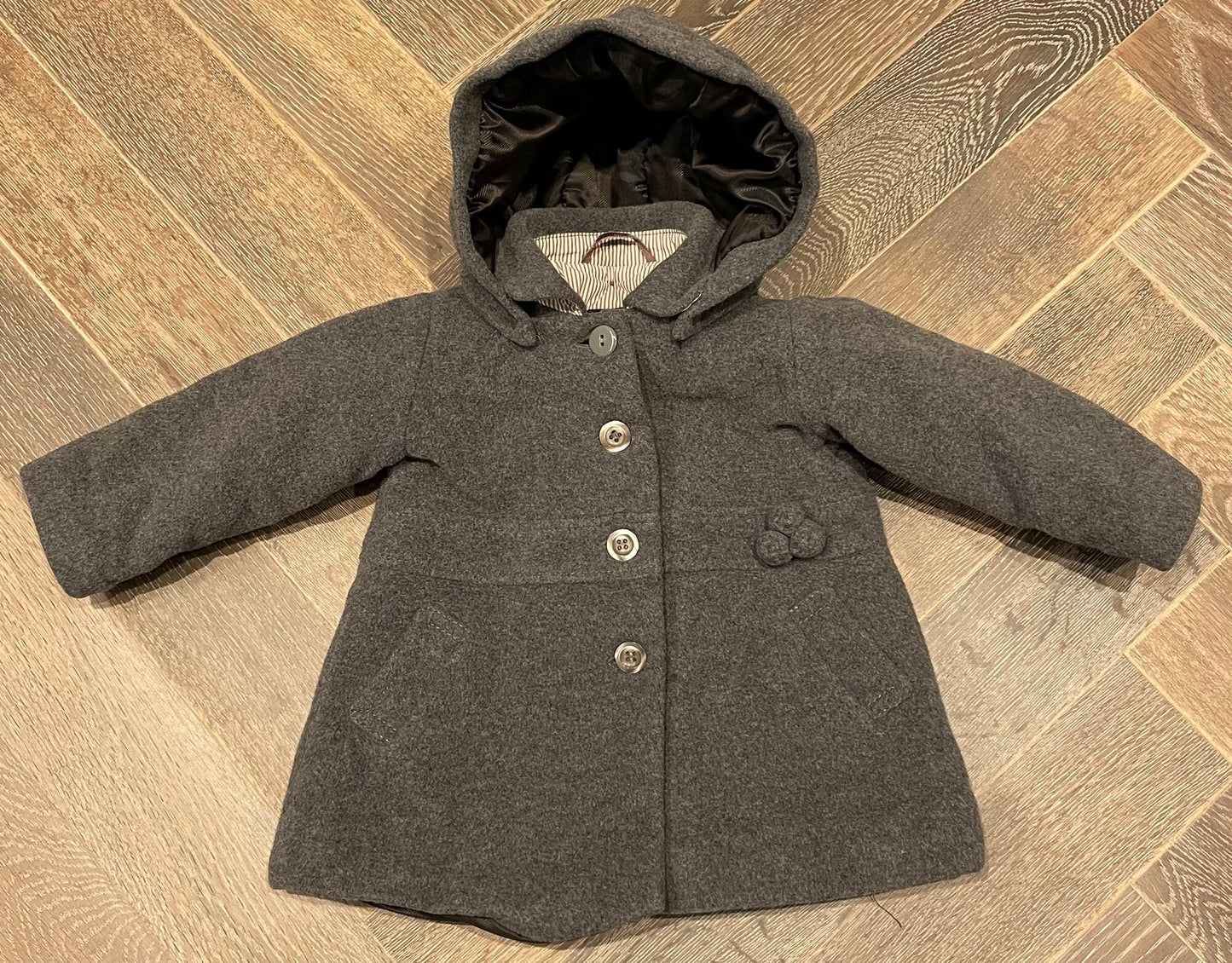 Grey  Jacadi Hooded Coat, 12M