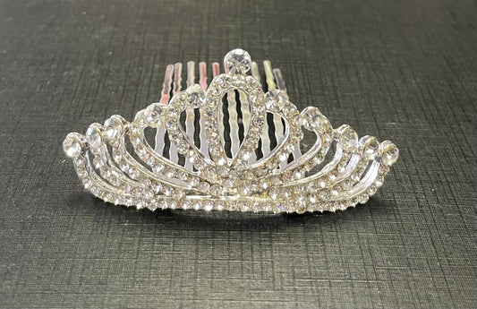 Silver  Tiara - Jeweled #11, Hair Clip