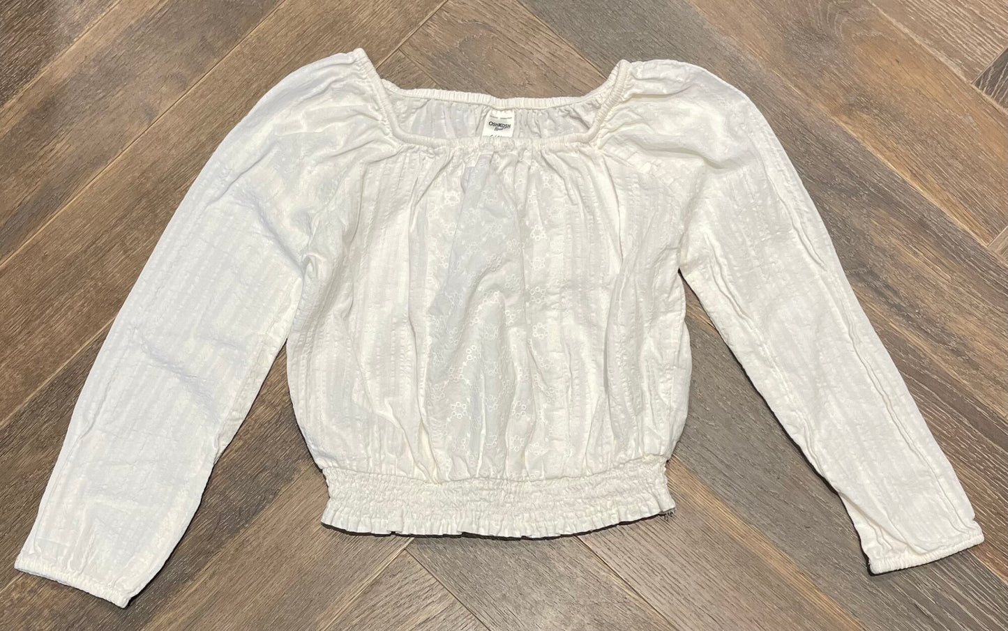 White  Oshkosh Shirt LS, 6Y