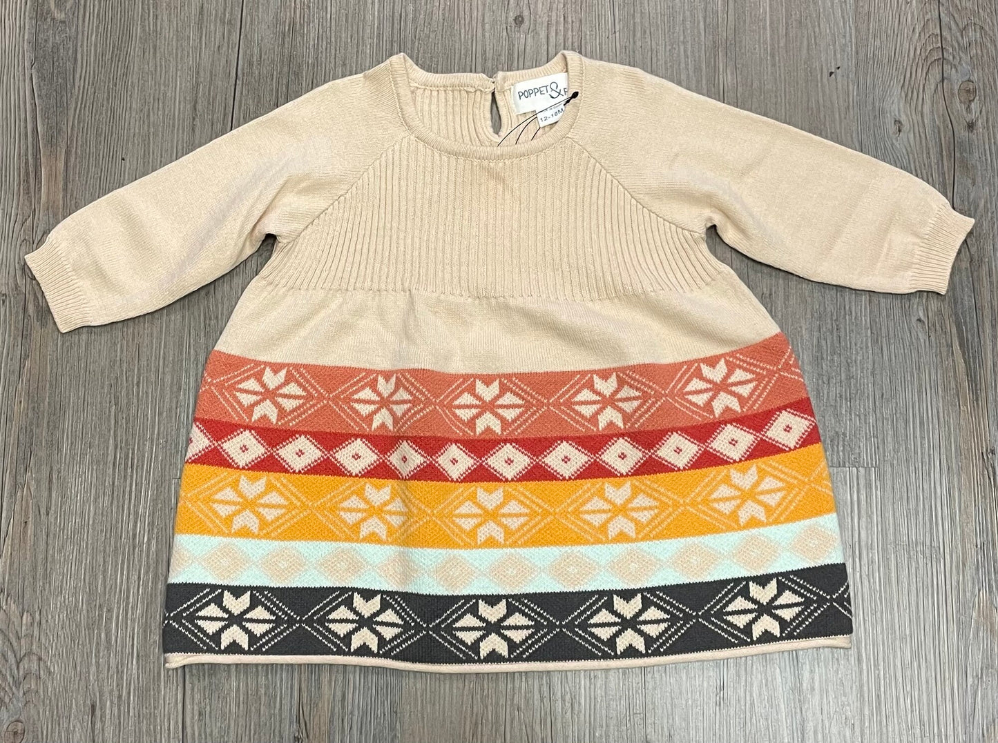 Beige  Poppet & Fox Knit Dress, 12-18M