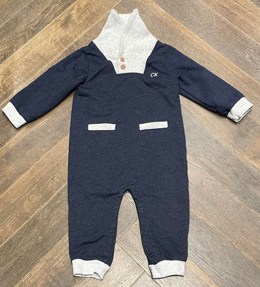 Navy  Calvin Klein Onesie LS, 12M