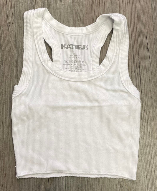 White  Katie J Ribbed Tank, 12Y
