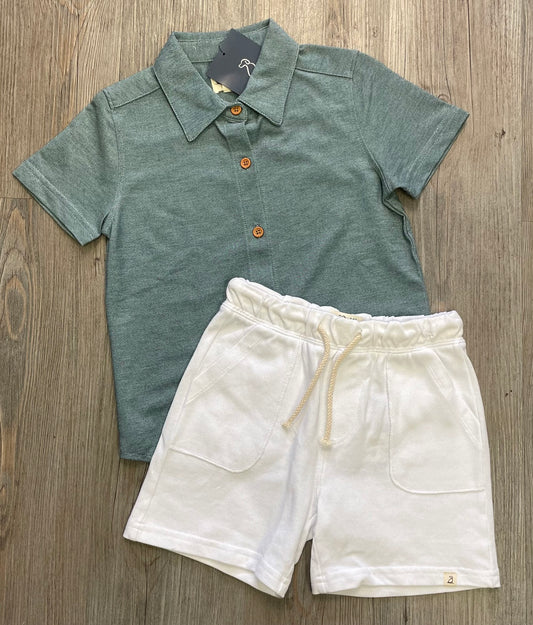 Green/Wh  Me & Henry 2pcs Shorts/Sh, 5-6Y