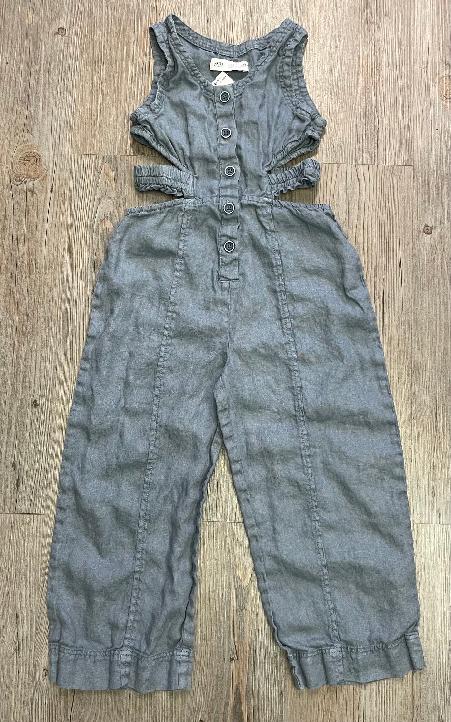 Blue  Zara Linen Romper, 7Y