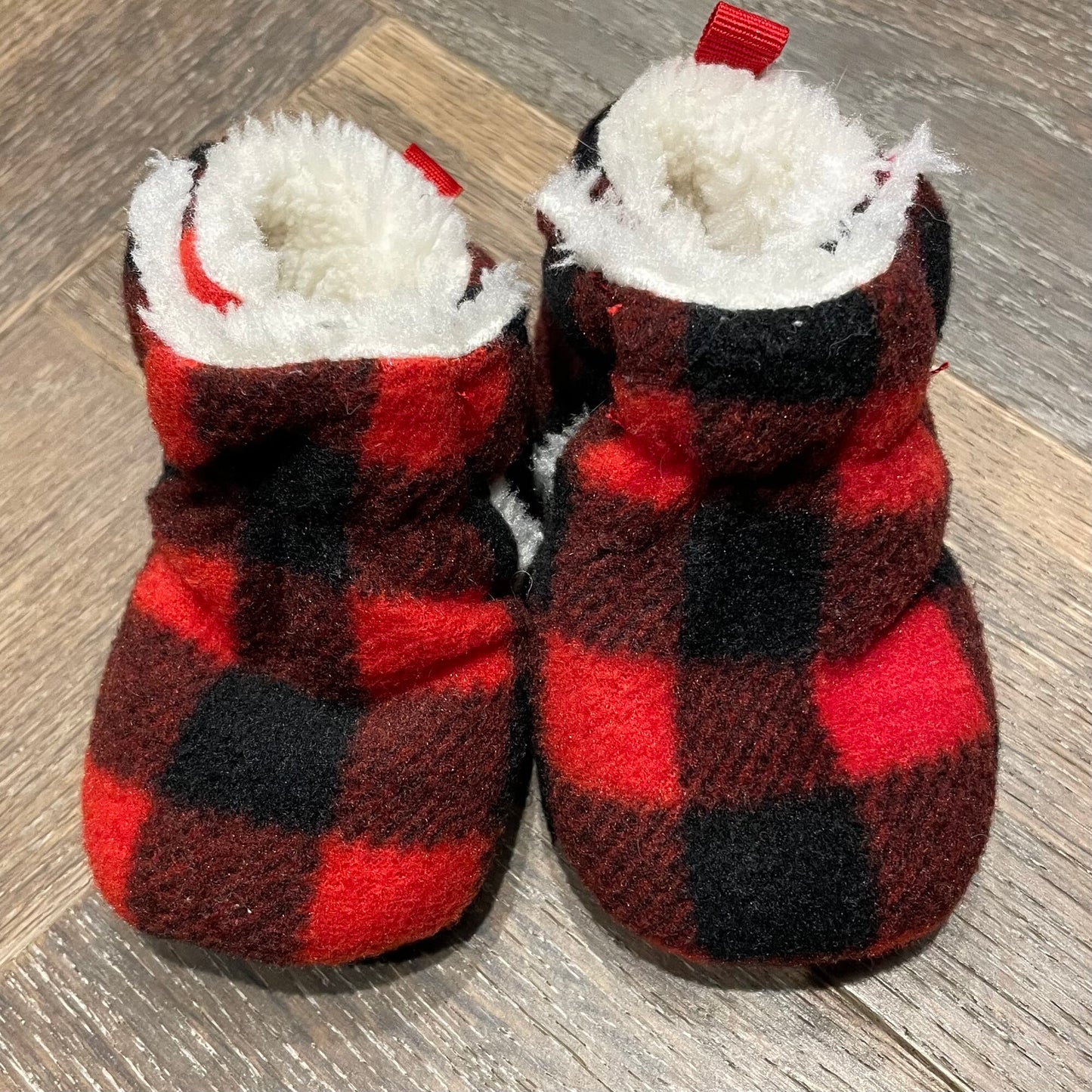 Red  Plaid Baby Boots, 3-6M