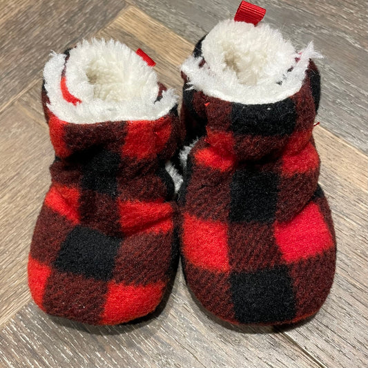 Red  Plaid Baby Boots, 3-6M