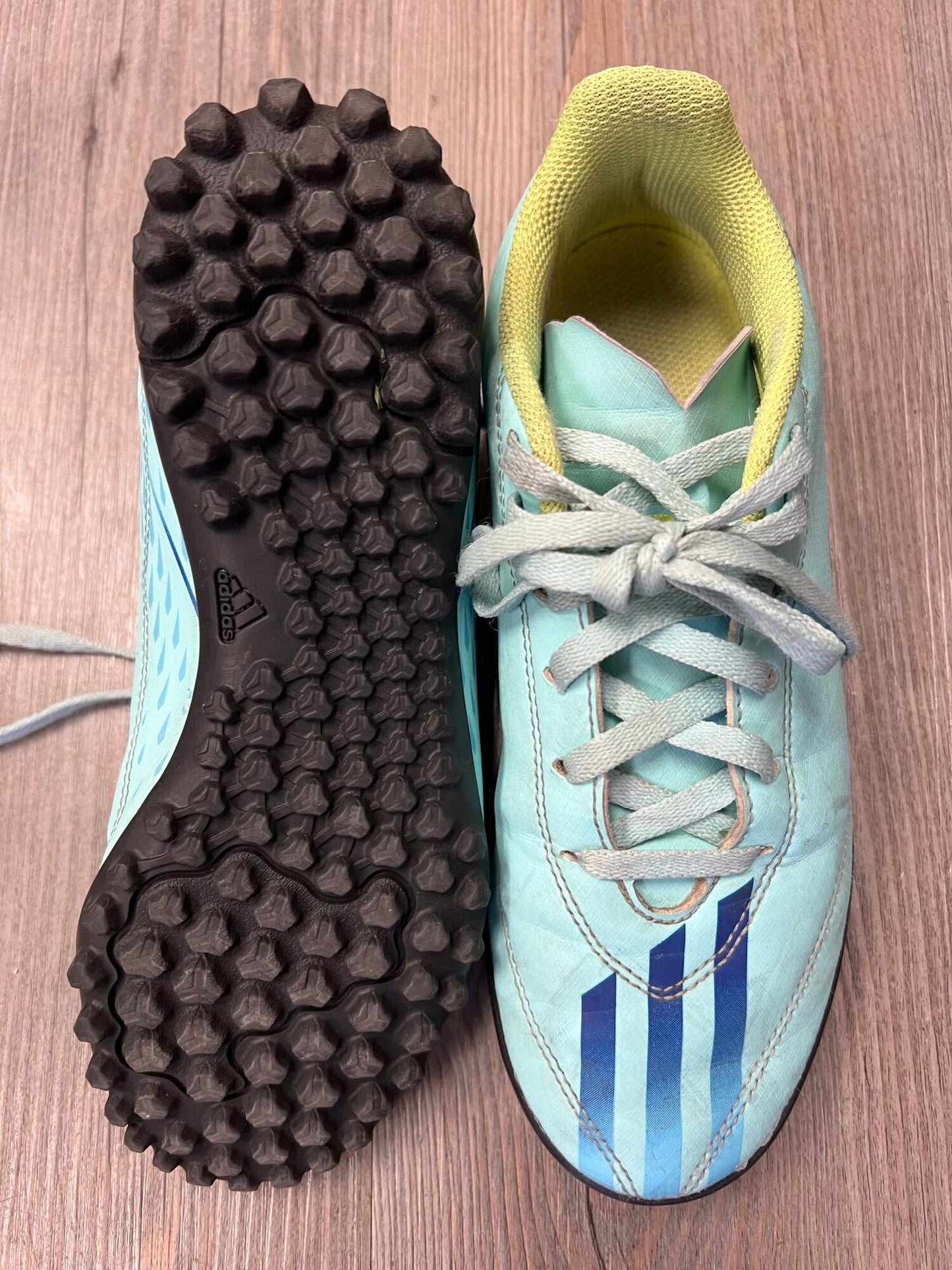 Teal  Adidas Soccer Turf Cleat, 3.5Y