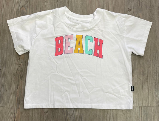 White  F4A Beach Cropped Tee, 6-7Y