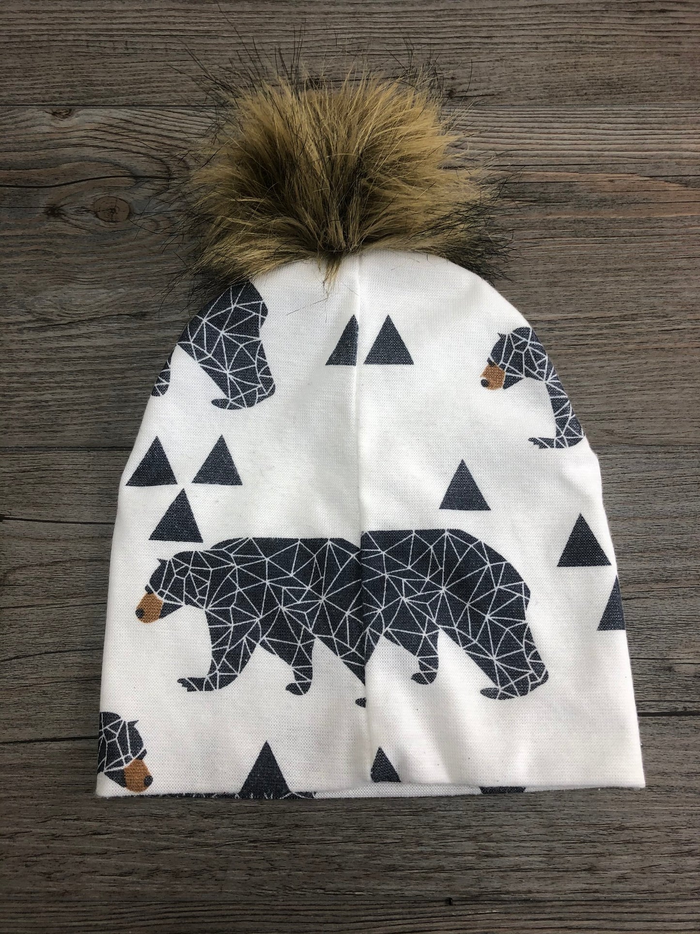 White Gr  Baby Hat With Detchable, 6-12M