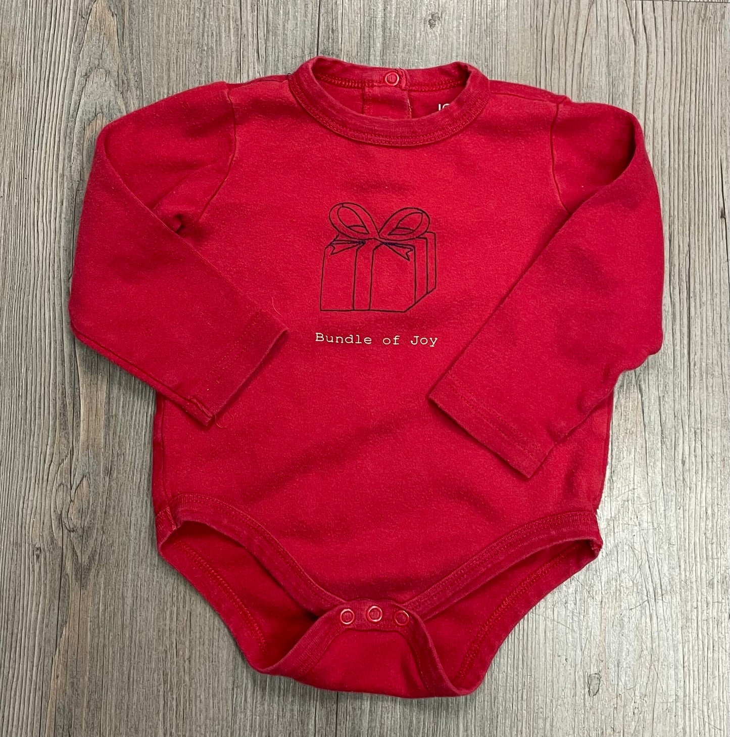 Red  Joe Fresh Onesie LS, 18-24M