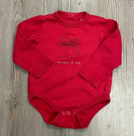 Red  Joe Fresh Onesie LS, 18-24M