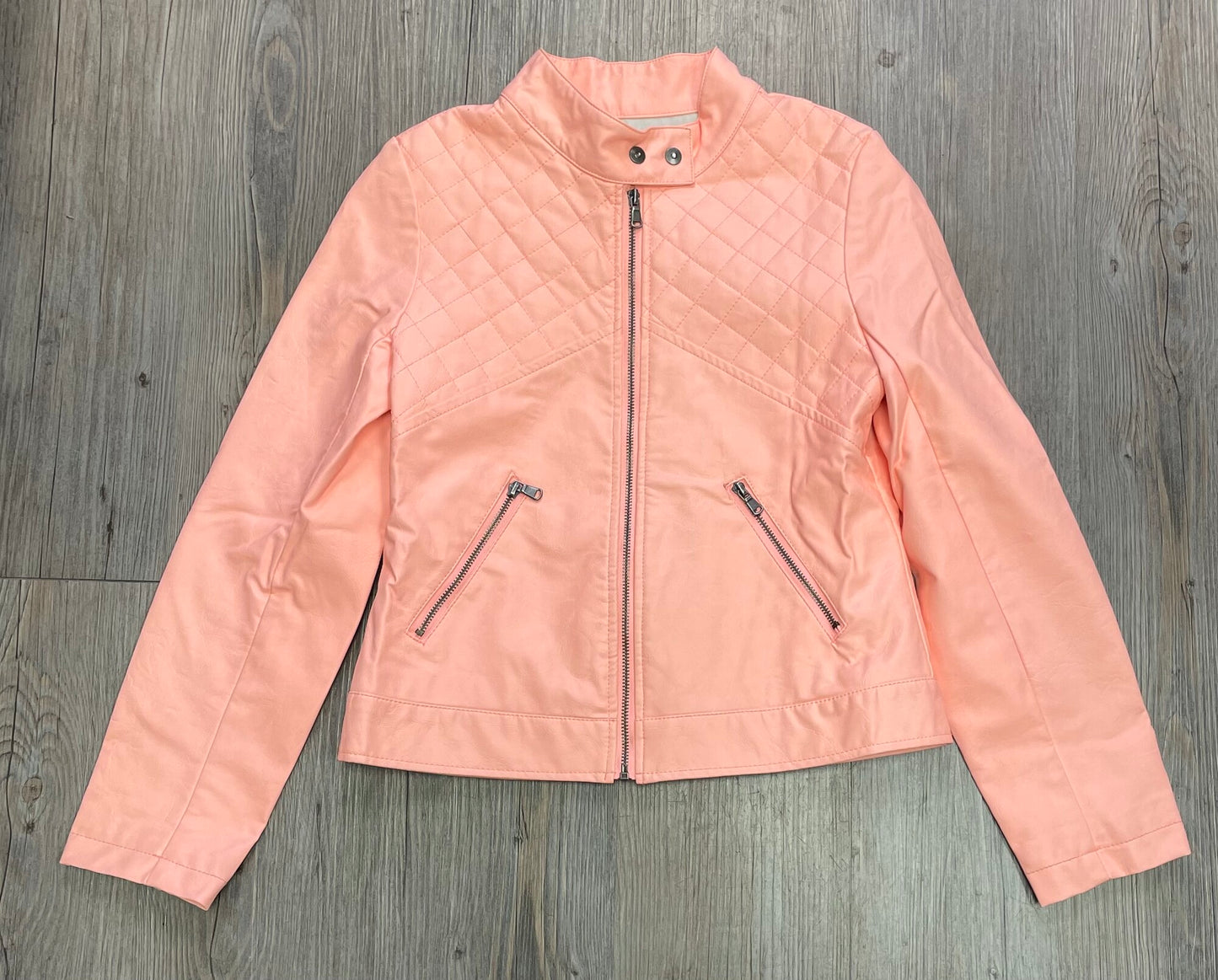 Peach  3 Pommes Pleather Jacket, 9-10Y