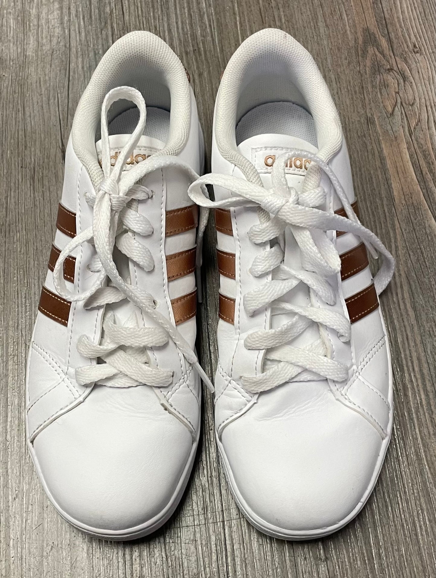 White  Adidas Lace Up Shoes, 3.5Y