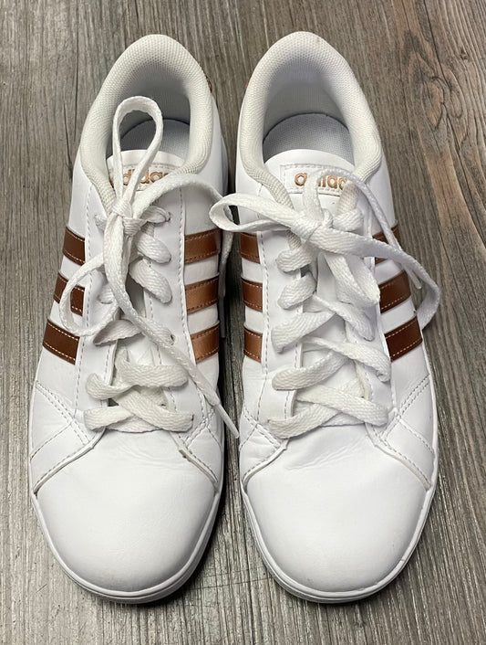 White  Adidas Lace Up Shoes, 3.5Y