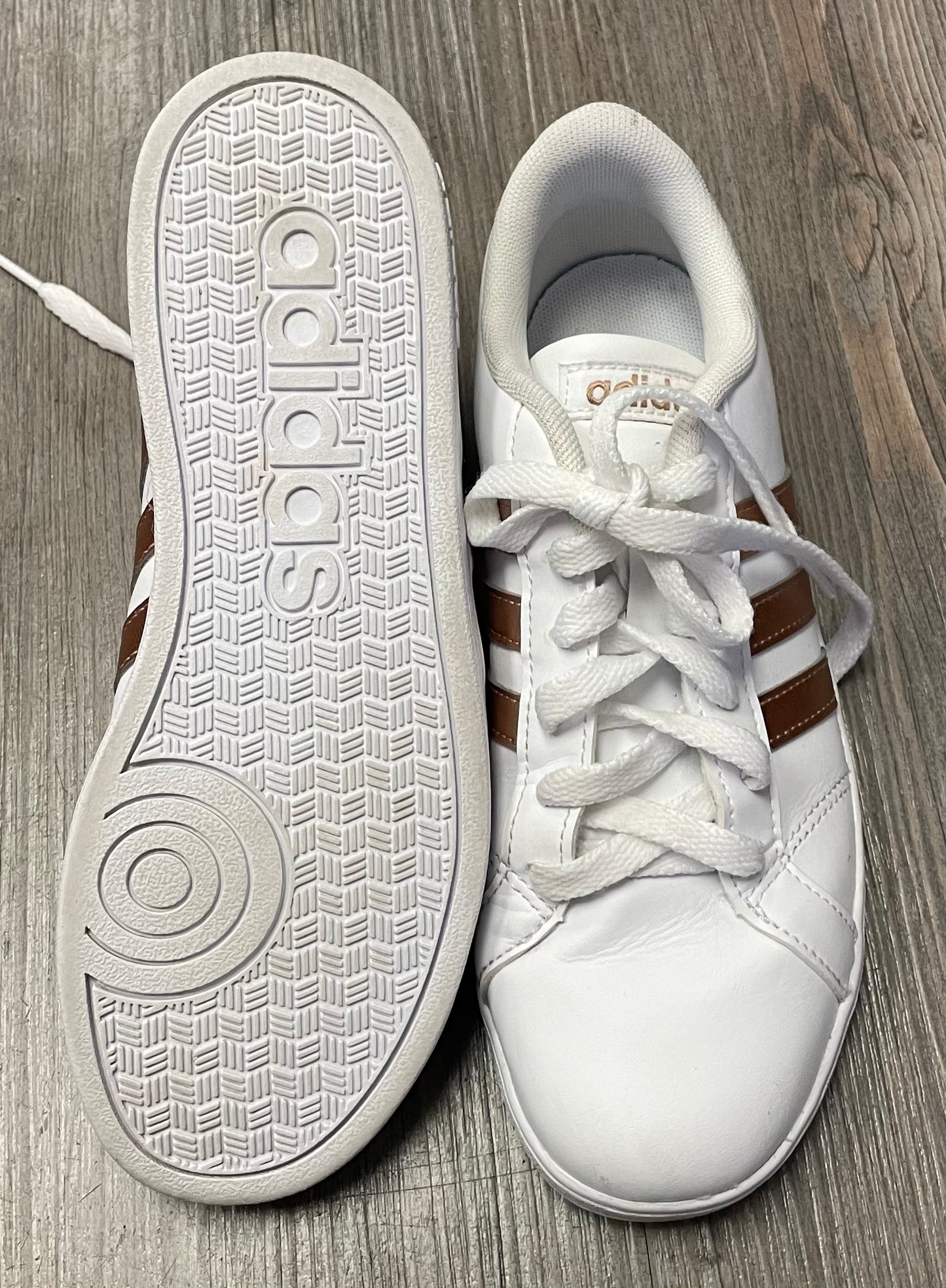 White  Adidas Lace Up Shoes, 3.5Y