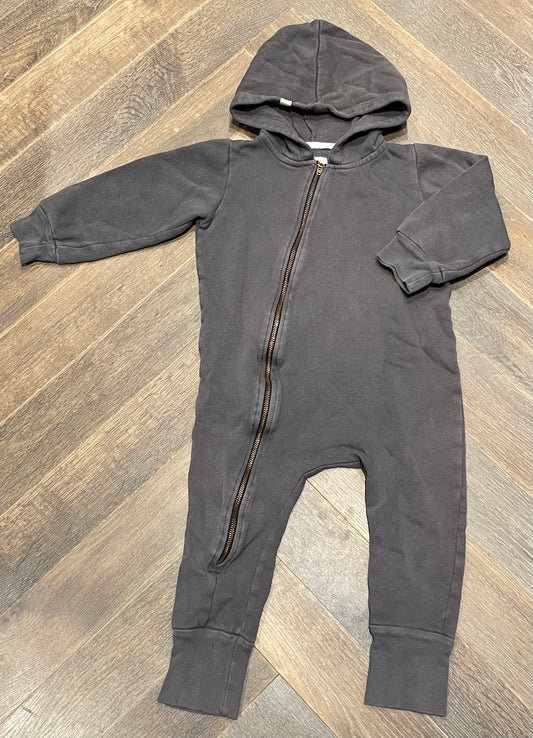 Charcoal  Mini Mioche Hooded Onesie, 4Y