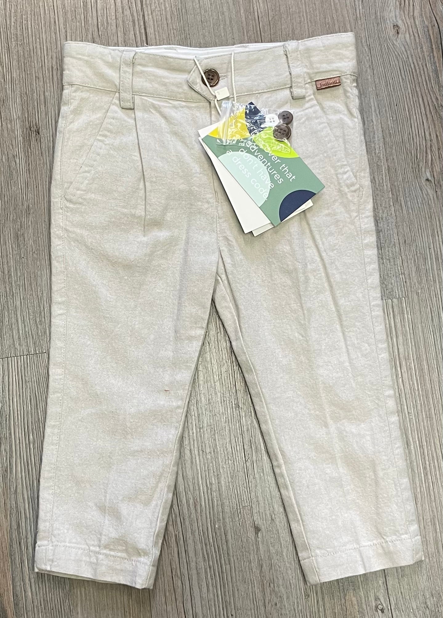 Oatmeal  Boboli Linen Pants - 7372, 12M