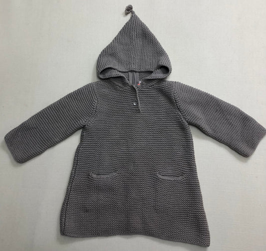 Taupe  Bonton Knit Hooded Dress, 2Y