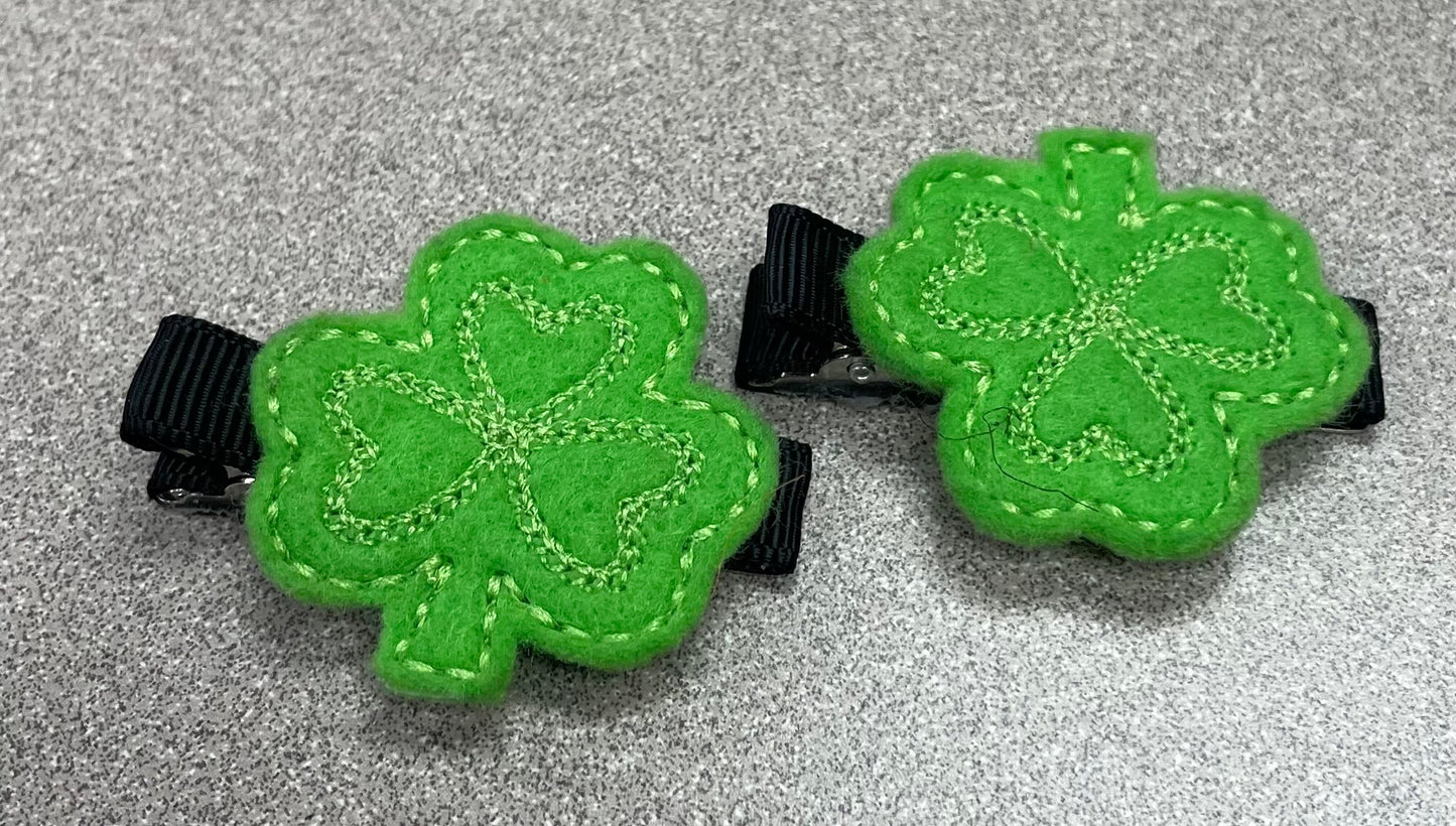 Green  Shamrock Barrettes, None